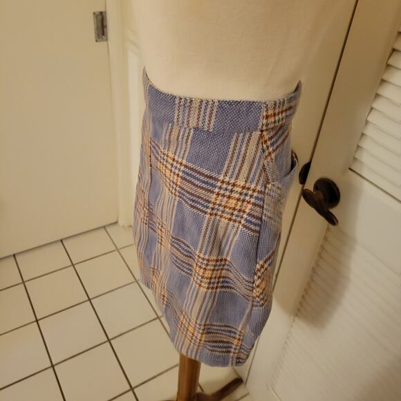 Fashion on Earth XS Plaid Tweed Mini Skirt Dark Academia Zip Front Pockets - Picture 3 of 7